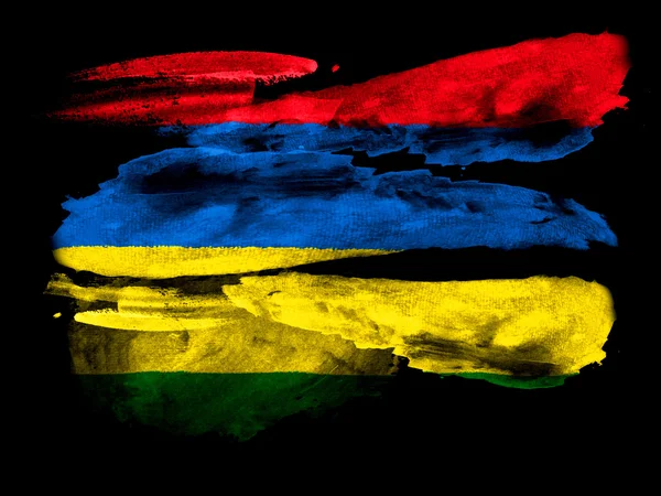 Mauretanien Flagge auf schwarzem strukturiertem Papier mit Aquarell bemalt — Stockfoto