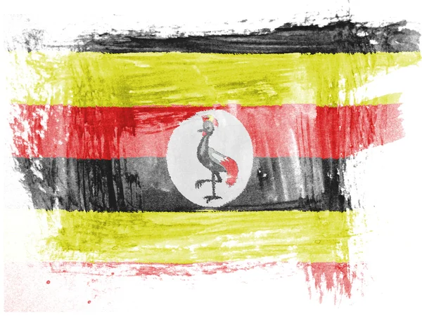 Bandera de Uganda pintada con acuarela sobre papel —  Fotos de Stock