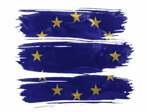 Флаг Европейского Союза, раскрашенный тремя штрихами краски в белый цвет — стоковое фото