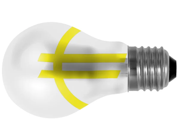 Euro currency sign painted on painted on lightbulb — Stock Photo, Image
