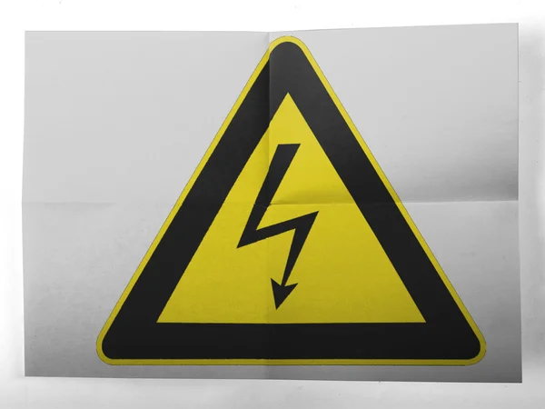 Електричний ударний знак, намальований на простому паперовому аркуші — стокове фото