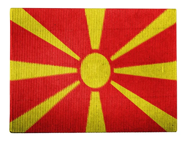 Bandera de Macedonia pintada en caja de cartón —  Fotos de Stock