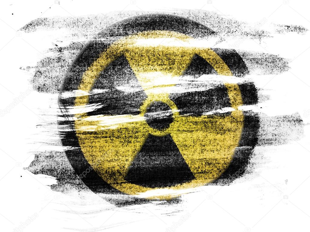 Nuclear radiation symbol painted on painted on paper with colored charcoals
