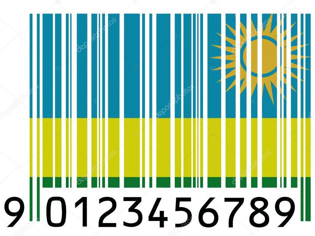 Ruanda flag painted on barcode surface