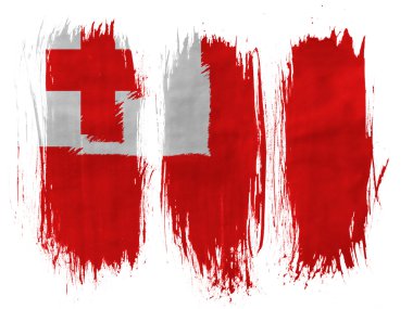 Tonga bayrak beyaz zemin üzerine 3 dikey fırça darbeleri ile boyanmış.