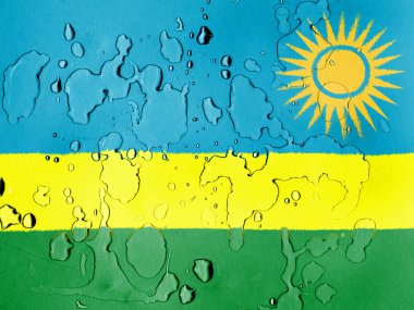 su damlaları ile kaplı ruanda bayrağı