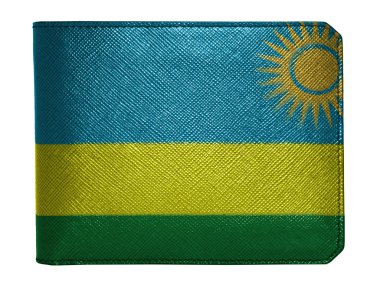 deri cüzdan deri cüzdan üzerinde boya boyalı ruanda bayrağı