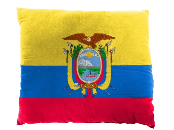 厄瓜多尔国旗画在枕头上 — 图库照片