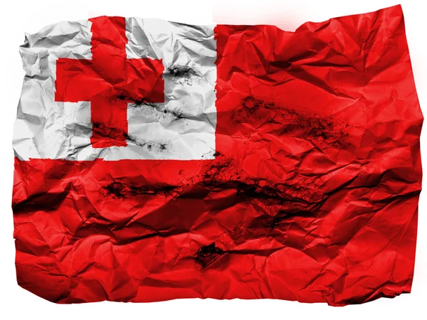 Tonga flaggan målad på skrynkligt papper — Stockfoto