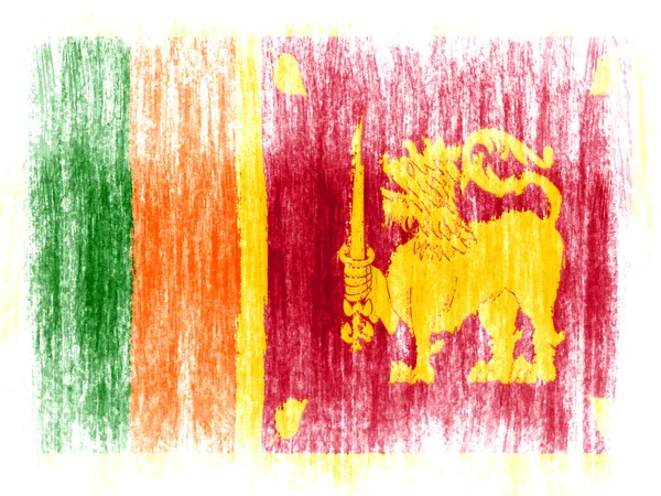 Sri Lanka flag drawn on white background with colored crayons — Stock Photo, Image