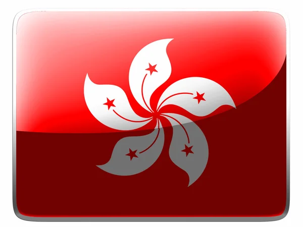 Hong-hong flag painted on square interface icon — Stock Photo, Image