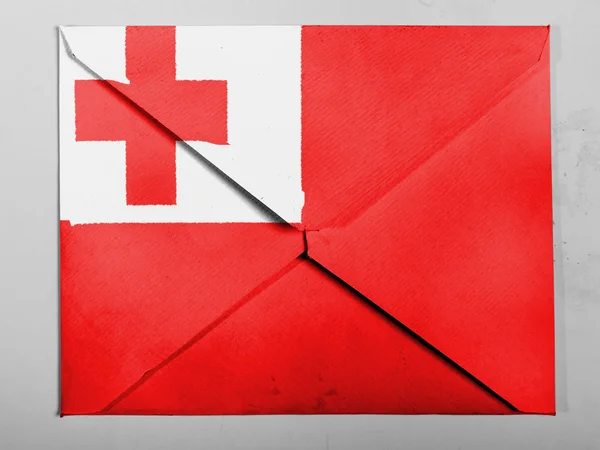 Tonga flag painted on grey envelope — Stock Photo, Image