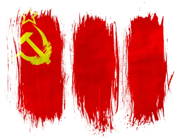 The USSR flag painted on painted with 3 vertical brush strokes on white background — Stock Photo, Image