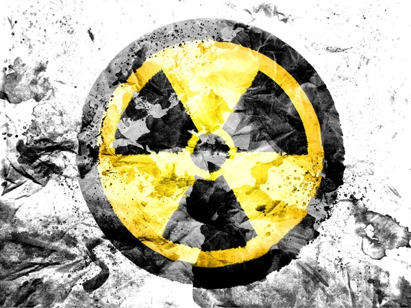 Nucleaire straling symbool geschilderd vuil en grungy papier — Stockfoto