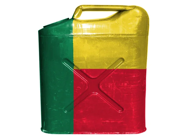 Benin. Benini-Fahne auf Benzinkanister oder Gaskanister gemalt — Stockfoto