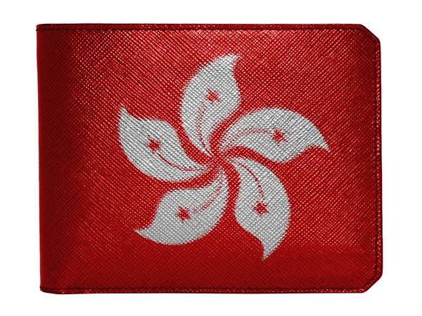 Deri cüzdan üzerinde boyalı hong hong bayrağı — Stok fotoğraf