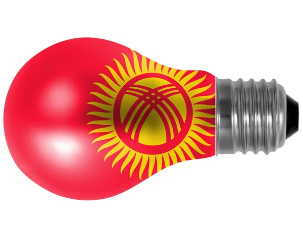 Kirgizistan flaggan målad på glödlampa — Stockfoto