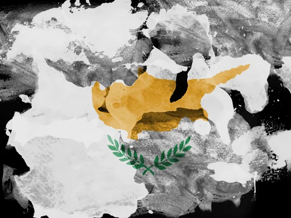 Cyprus flag painted with watercolor on black paper — Stock Photo, Image