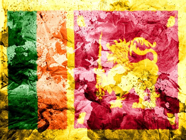 Sri Lanka flag painted dirty and grungy paper — Stock Photo, Image