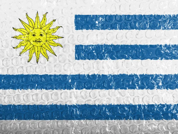 在 bubblewrap 上画的乌拉圭国旗 — 图库照片