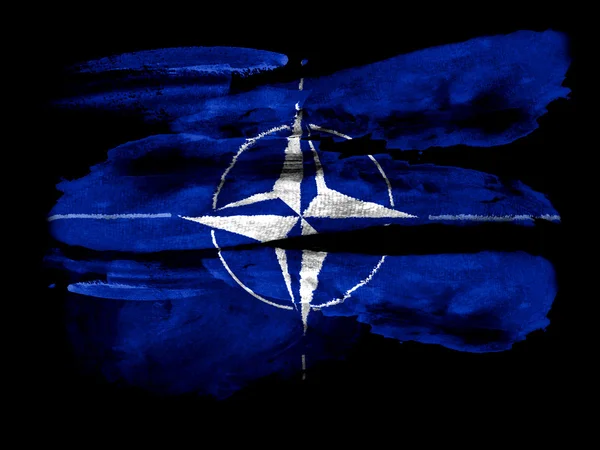 NATO symbol na černou texturou papír s akvarelem malované — Stock fotografie