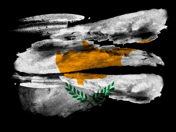 Bandera de Chipre pintada sobre papel negro texturizado con acuarela —  Fotos de Stock