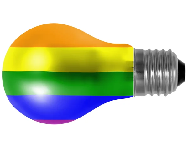 Gay pride flag painted on lightbulb — Stock Photo, Image