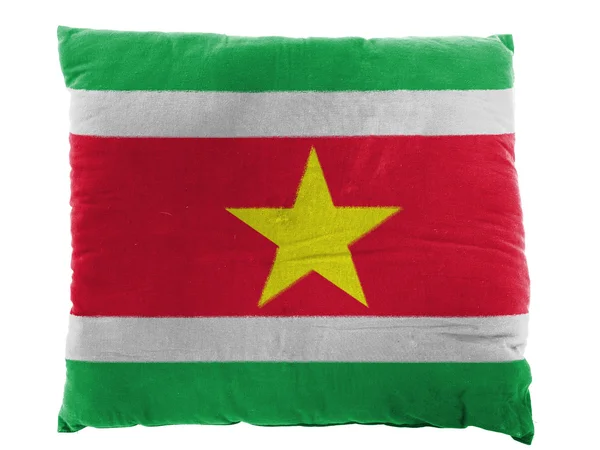 Surinamese flag painted on pillow — Stock Photo, Image