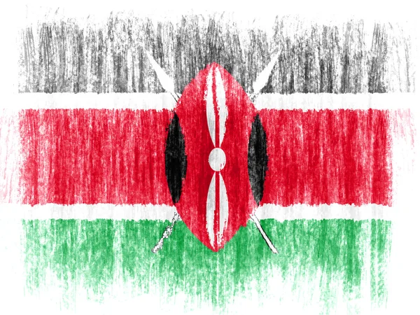 Kenia-Flagge auf weißem Hintergrund mit bunten Buntstiften gezeichnet — Stockfoto