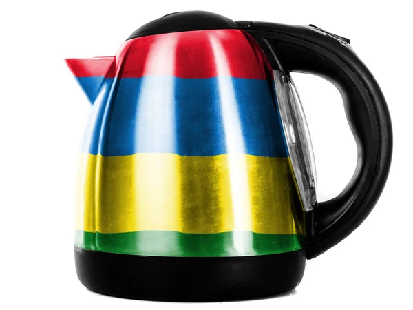 Moritanya bayrak parlak metalik çaydanlığı koyayım boyalı — Stok fotoğraf