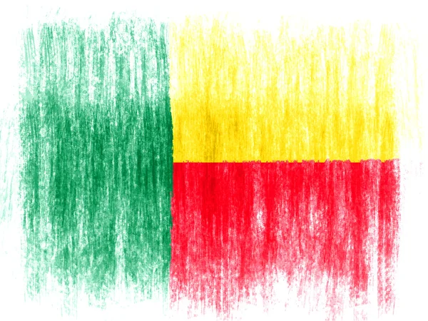 Benin. benini flagga på vit bakgrund med färgade kritor — Stockfoto