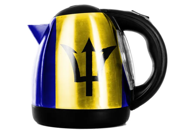 Barbados. Barbadian flag painted on shiny metallic kettle — Stock Photo, Image