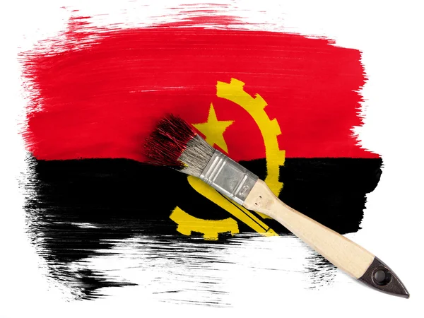 Angola. Drapeau angolais peint au pinceau dessus — Photo