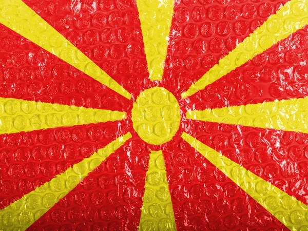 Makedonien flaggan målad på bubblewrap — Stockfoto