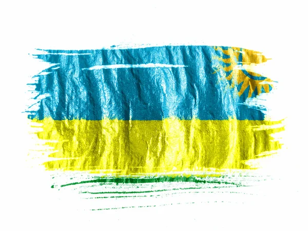 Islak beyaz kağıt üzerine suluboya ile Ruanda bayrak boyalı — Stok fotoğraf