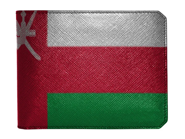 Omanische Flagge auf lederner Brieftasche lackiert — Stockfoto