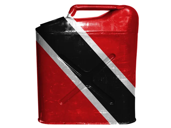 Σημαία του Τρινιντάντ και Τομπάγκο ζωγραφισμένα με βενζίνη μπορεί ή αέριο μεταλλικό κουτί — Φωτογραφία Αρχείου