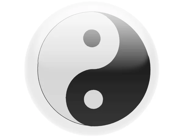 The Ying Yang sign painted on. Round glossy badge — Stock Photo, Image