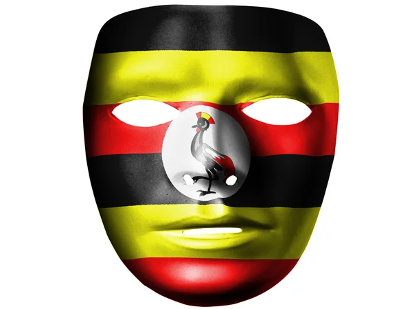 Bandeira de Uganda pintada em máscara de plástico de teatro — Fotografia de Stock