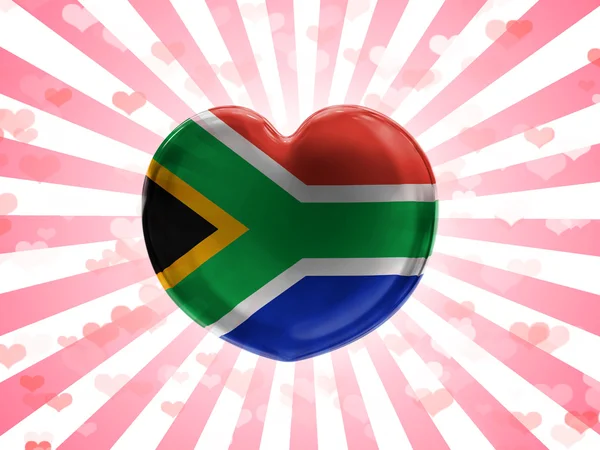 Bandiera sudafricana dipinta su vetro cuore su sfondo spogliato — Foto Stock