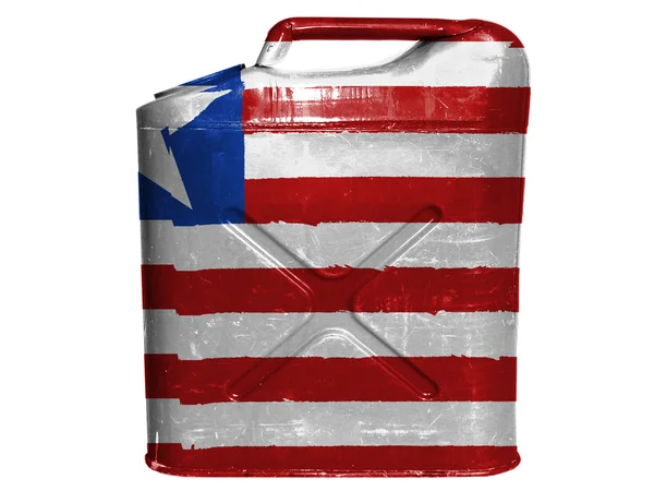 Liberia. Liberias flagga målade på bensin kan eller gas kapseln — Stockfoto