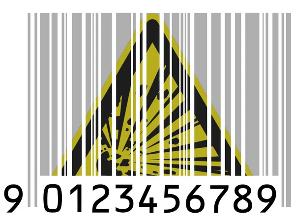 Explosive sign drawn on painted on barcode surface — Stock Photo, Image