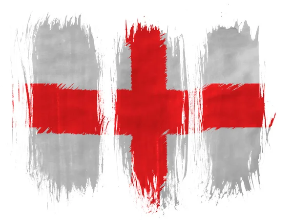 Inglaterra. Bandera inglesa pintada con 3 pinceladas verticales sobre fondo blanco — Foto de Stock