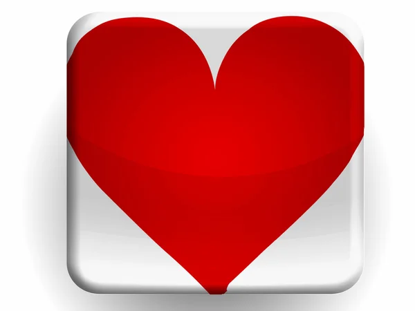 Символ Красное сердце на глянцевой иконке — стоковое фото