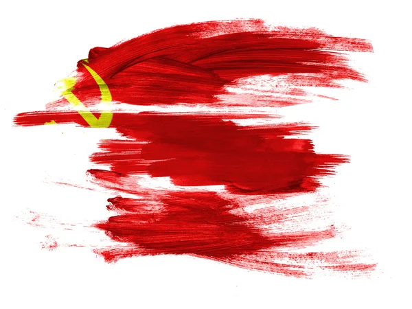 La bandera de la URSS pintada sobre una superficie blanca —  Fotos de Stock