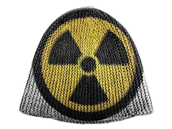 Simbolo di radiazione nucleare dipinto sul cappuccio — Foto Stock
