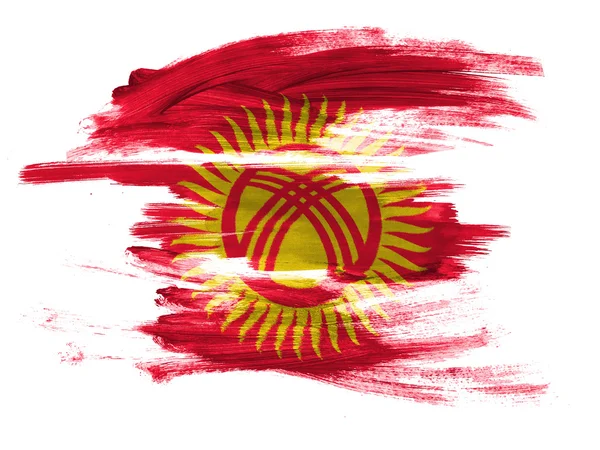 Σημαία της Κιργιζίας ζωγραφισμένο σε λευκή επιφάνεια — Φωτογραφία Αρχείου
