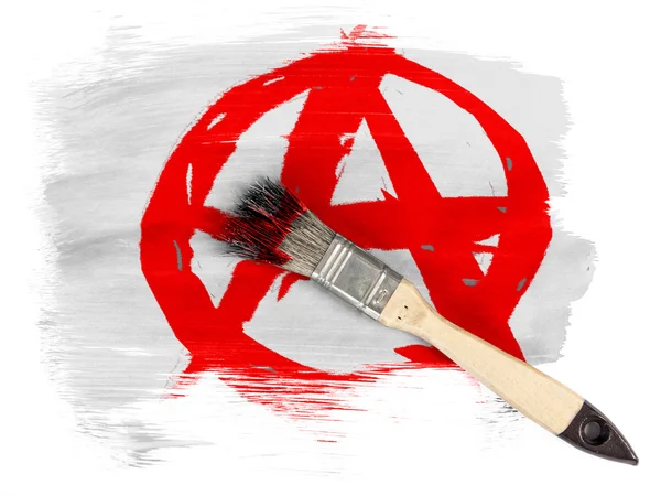 Simbolo dell'anarchia dipinto n dipinto con pennello sopra — Foto Stock