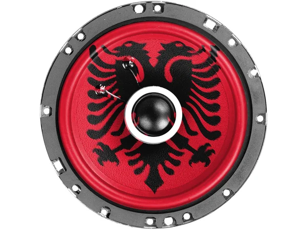 Albania. Albanian flag painted on sound speaker — Stock Photo, Image