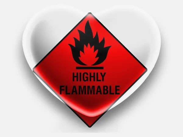 Highly flammable sign drawn on — Stock Photo, Image